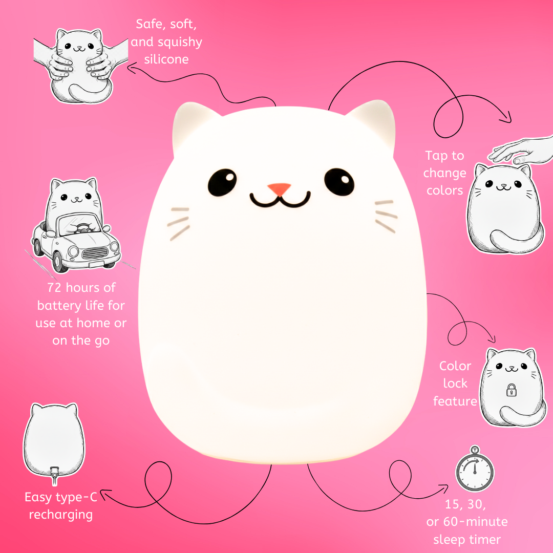 LumiPets® Clive the Cat- Children's Touch Night Light